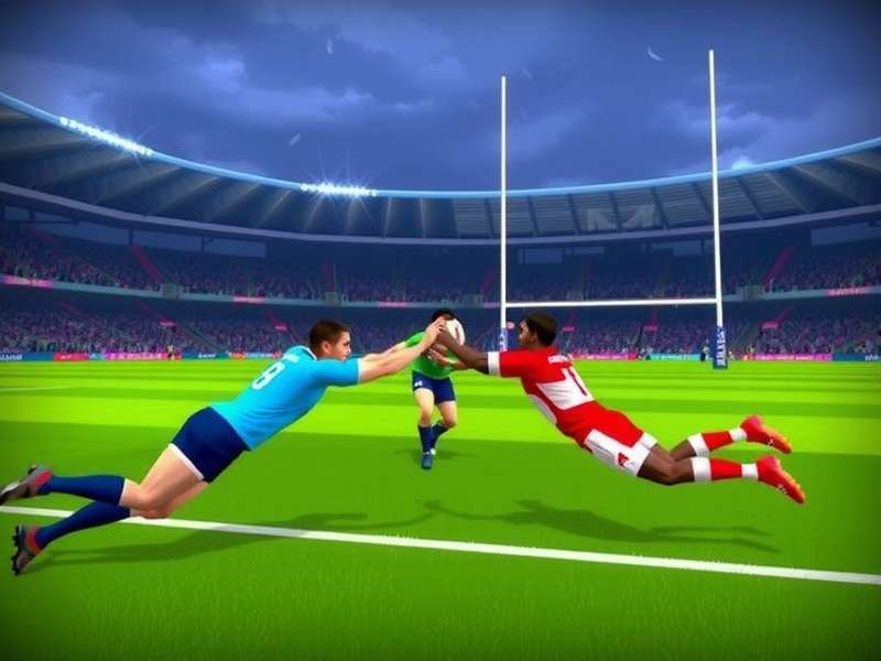 Rugby Masterclass India gameplay Rugby Masterclass India game screenshot showing a match in progress with players in action on the field
