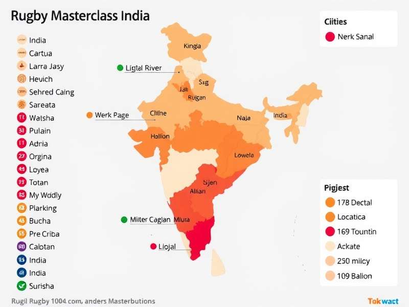 Rugby Masterclass India regional popularity Rugby Masterclass India player distribution map across India showing concentration in major cities